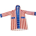 thumbnail image 4 of American Flag Boxing Costume - Everything Included - USA Robe - American Flag Stretchy Shorts - Stars Belt - Boxing Gloves - All in One Boxer Costume, 4 of 7