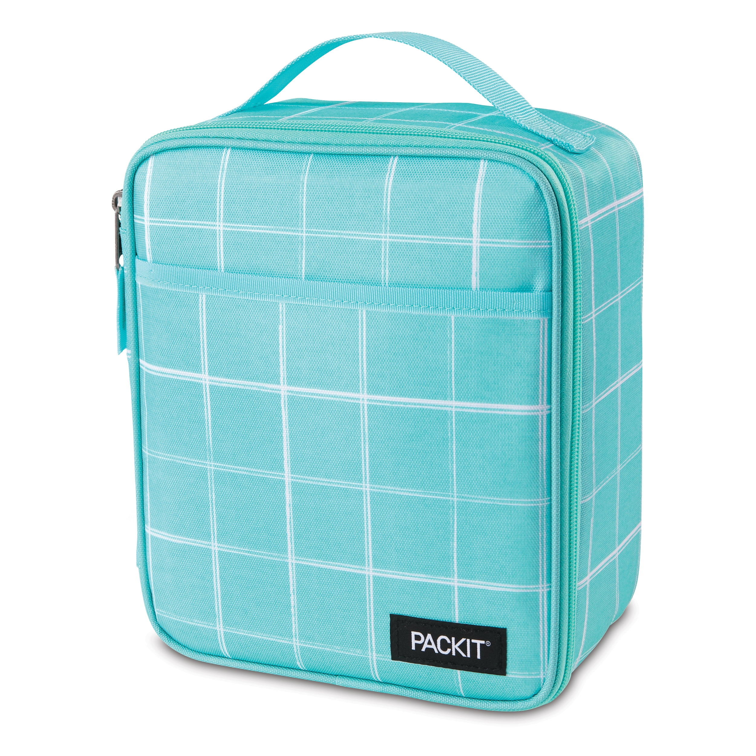 PackIt Freezable, Reusable Upright Lunch Box, Mint Grid