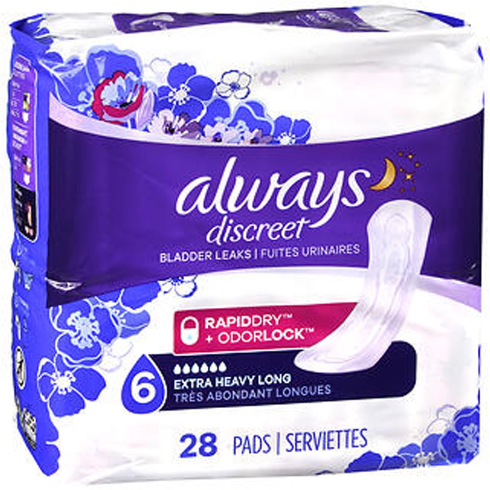 Always Discreet Pads Extra Heavy Long 28 each Case of 2 Walmart