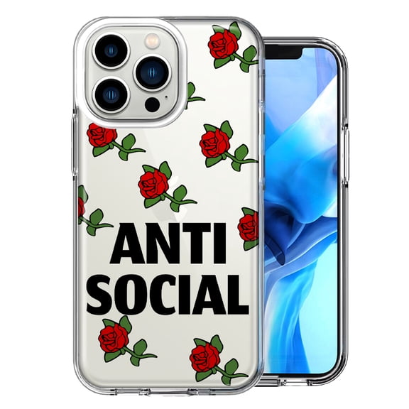 MUNDAZE For Apple iPhone 13 Pro Anti Social Roses Design Double Layer Phone Case Cover