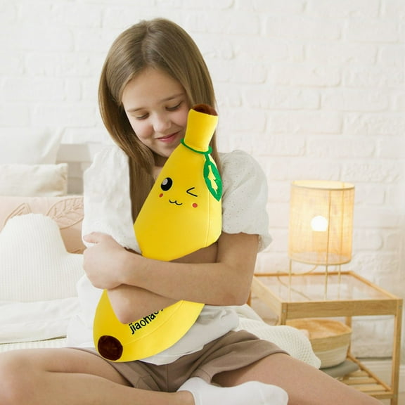 Banana Stuffed Animal Cute Banana Plush Toy,Banana Plushie Cute Fruit Toy,Stuffed Throw Pillows Car Pillow for Kids,Neck Cushion Protector Sleeping Pillow for Boys and Girls Headrest