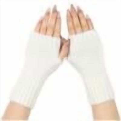 Fesfesfes Women's Arm Covers Gloves Solid Color Comfortable Warmkeeping Winter Fashionable Knitted Warm Half Finger Open Finger Daily Wearing(White#5,Free Size)