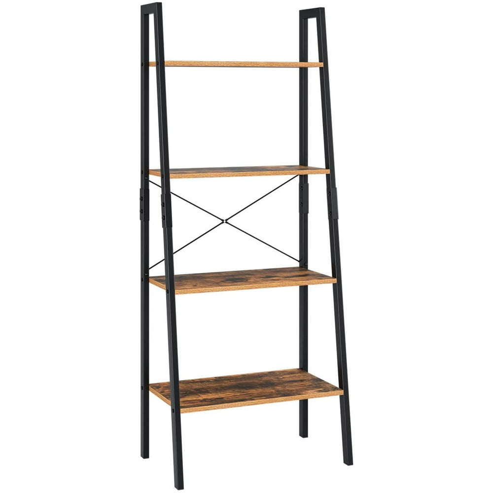 Homfa Ladder Shelf, 4 Tier Vintage Bookcase, Multipurpose Plant Flower