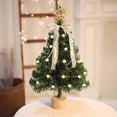 thumbnail image 2 of Decorative 24-Inch Pre-Lit Artificial Christmas Tree with Warm White LED Lights, Star Topper and Ribbon Bow for Indoor Holiday Tabletop Display, 2 of 5