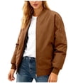 thumbnail image 1 of Parkas pour Femmes, Couleur Unie Décontractée Col Montant à Fermeture Éclair Double Poche Manches Longues, Col pour Femmes, 1 of 8