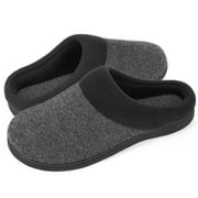 HomeIdeas Men's House Woolen Fabric Memory Foam Slippers, Cozy Bedroom Indoor Slip on Shoes