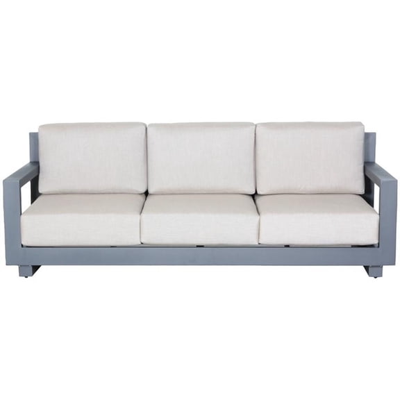 Paris Sofa Gray Aluminum Frame in Taupe Cushion