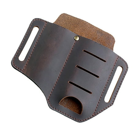 

Bojue Multifunction EDC Leather Sheath Belt Loop Organizer Pouch Storage Pocket Bag for Flashlight Pen Pliers Brown