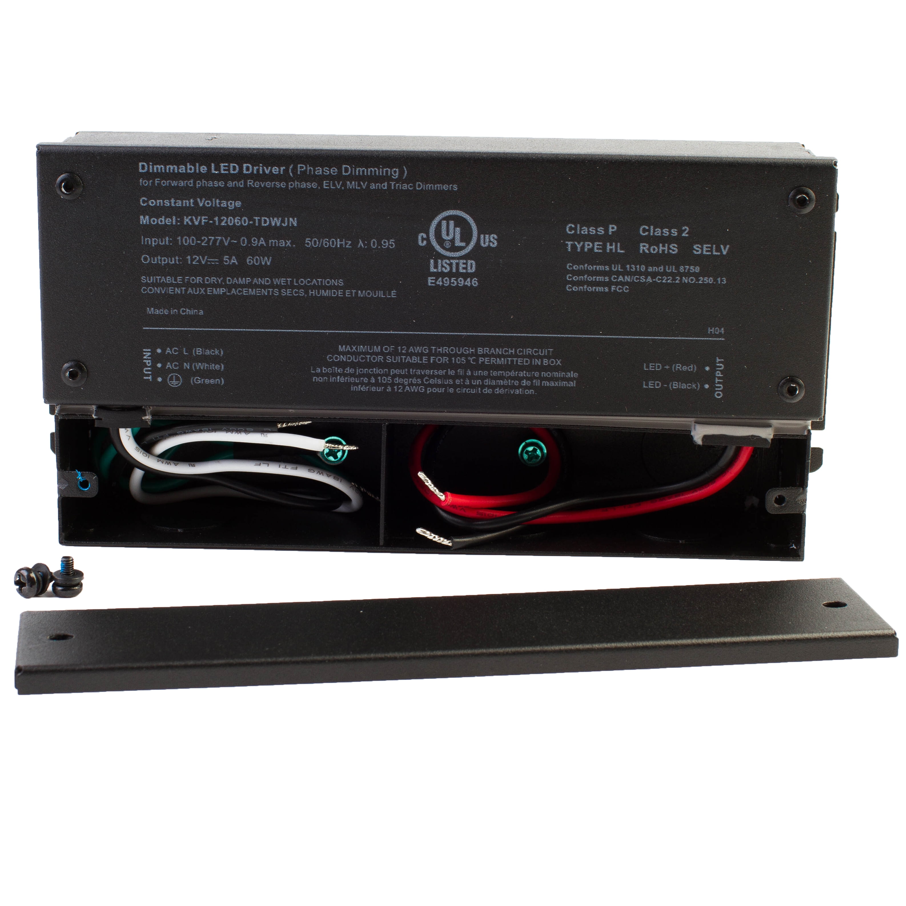 UL Listed 12V 60W Black Dimmable LED Driver Power Supply