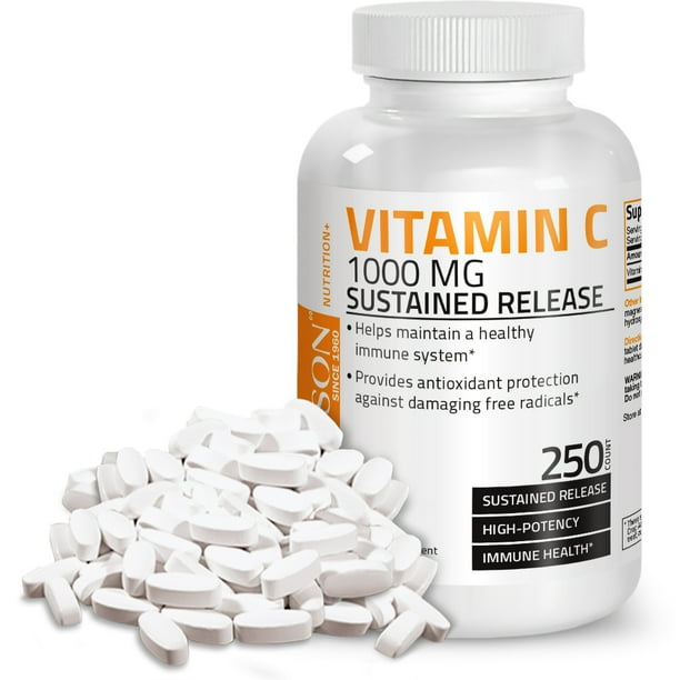 Bronson Vitamin C 1000 Mg Sustained Release Premium Non Gmo Ascorbic Acid 250 Tablets Walmart Com Walmart Com