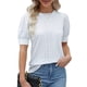 thumbnail image 1 of Tops de manga corta abombada para mujer, moda Primavera Verano, cuello redondo, blusa informal de manga corta para mujer, Tops blancos XXL, 1 of 5