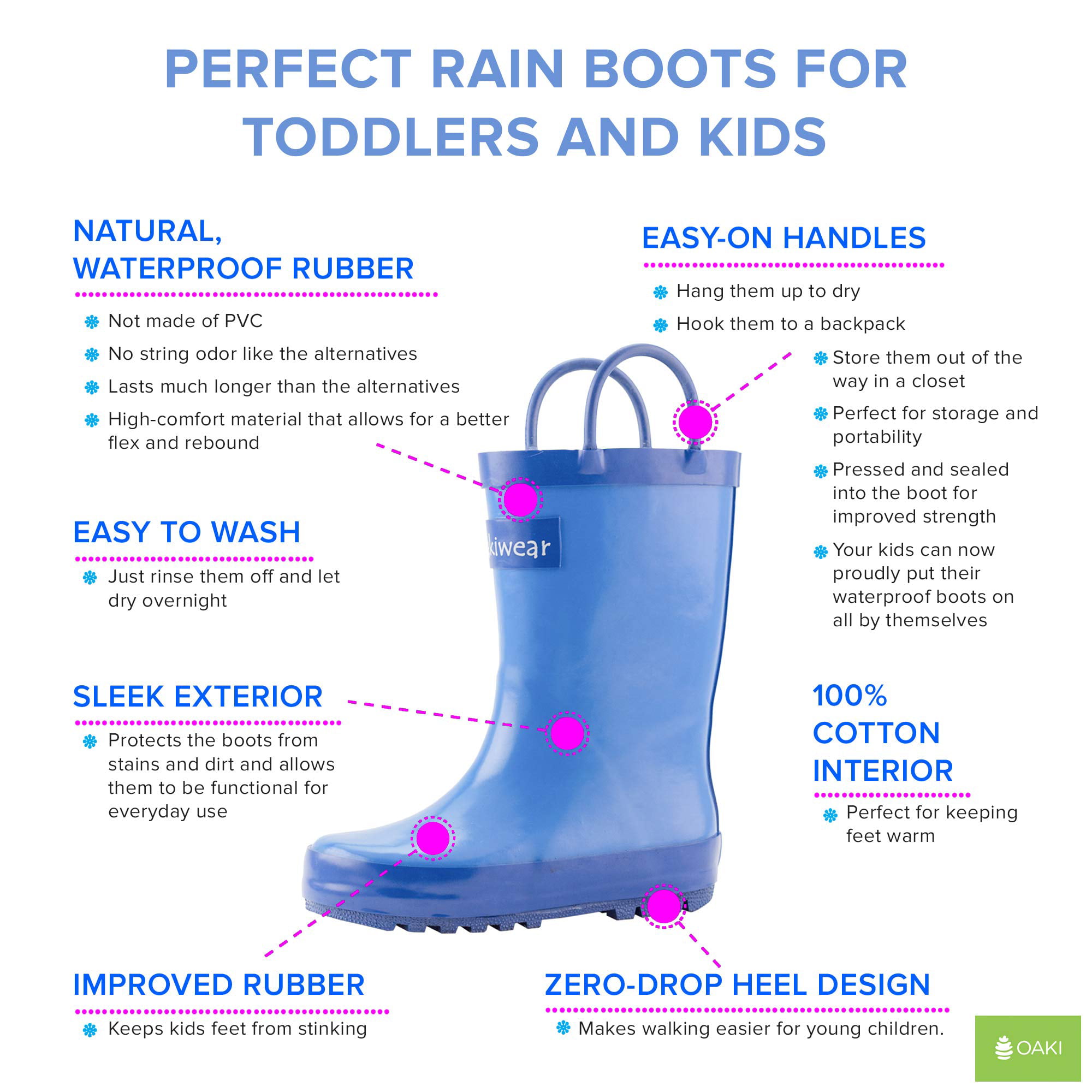 OAKI Kids Rubber Rain Boots with Easy-On Handles 2Y US Big Kid Fireman Rescue