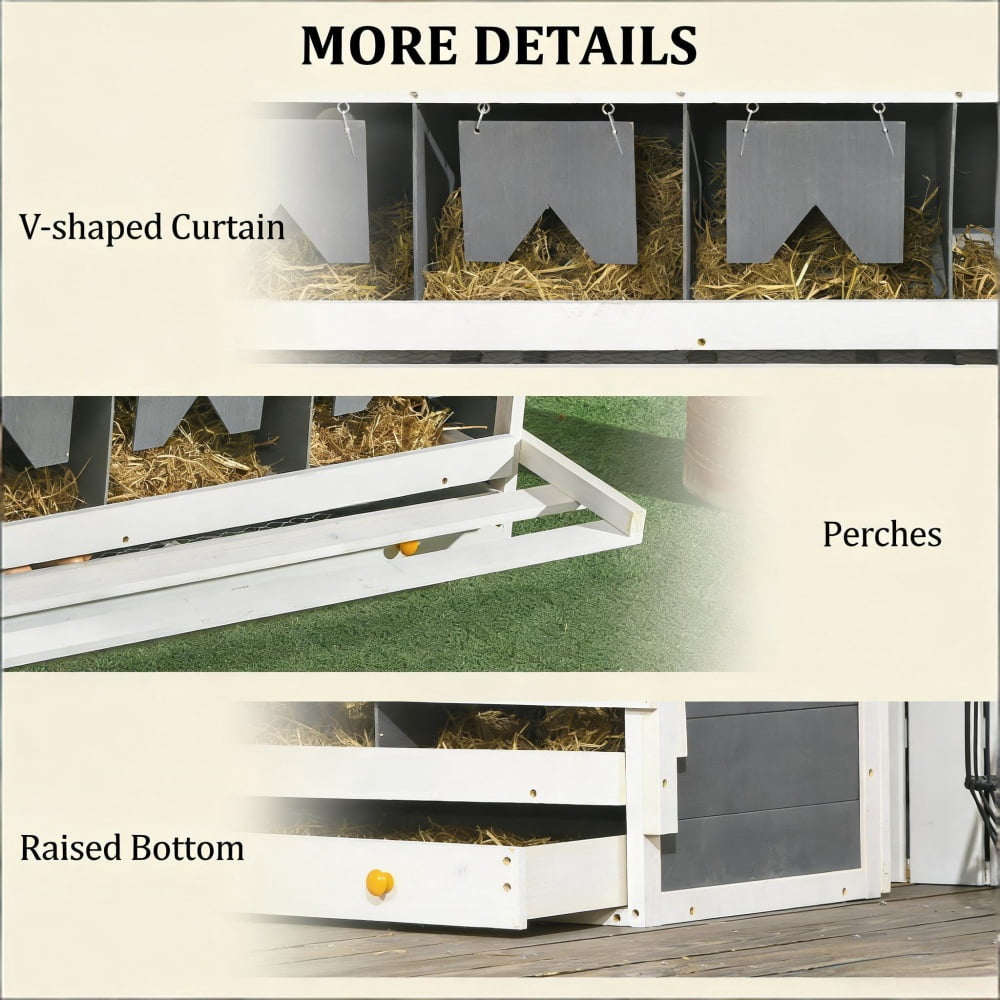 2 Tier Fir Wood Chicken Nesting Box, Automatic Egg Rolling Poultry Laying Nest With Perches V-Shaped Curtain, Elevated Dry Chicken Egg Laying House For 16-32 Hens