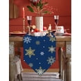 thumbnail image 4 of Table Runner Dresser Scarves Christmas Gold White Snowflake Cotton Linen Burlap Table Cover Winter Snow Texture on Blue Table Runners for Family Kitchen Dining Holiday Party Banquet Decor, 4 of 5