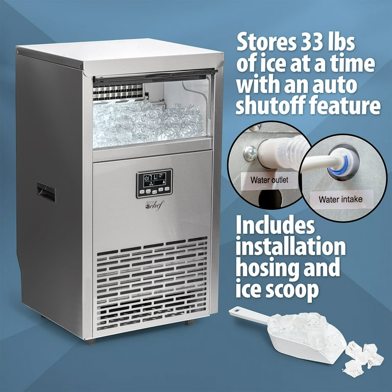 Deco Chef Commercial Ice Maker - 99lb/24 Hours - 33lb Storage Capacity - Stainless Steel