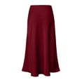 thumbnail image 5 of Bibifish Womens Skirts Elegant Satin Midi Skirts Solid Color Elastic Waist Elegant Flared Skirts Trendy Ladies Flowy Midi Skirts, 5 of 5