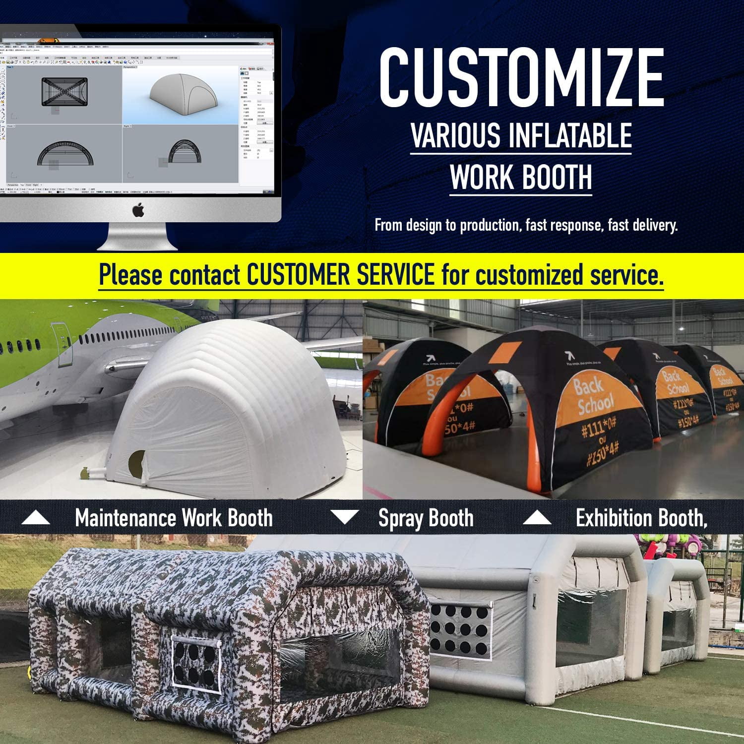 Sewinfla Indoor Inflatable Paint Booth with Air Draft Device 23x13x8.5Ft with Blowers