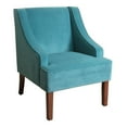 thumbnail image 1 of HomePop Fauteuil d'Appoint Traditionnel en Bois et Velours à Accoudoirs Incurvés, Bleu, 1 of 13