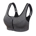 thumbnail image 2 of Women's Zip Front Sports Bra Wireless Post-Surgery Bra Active Yoga Sports Bras,Gray,XL, 2 of 11