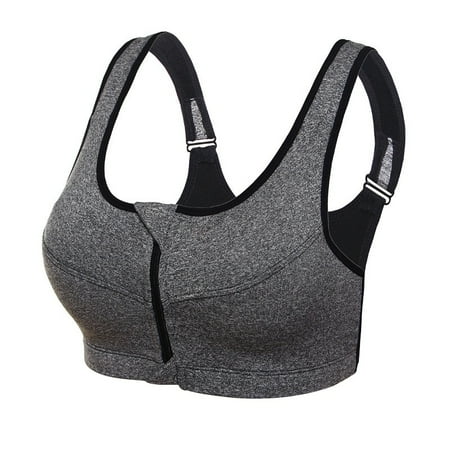 

Women Padded Seamless Sport Bra Front Zip Yoga Gym Fitness Workout Running Vest