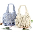 thumbnail image 3 of Kukuzhu New Straw Bag Cotton Thread Woven Bag Portable Net Bag Casual Bucket Handbag Summer Beach Purse for Women/Girls, 3 of 7