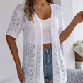 thumbnail image 5 of Women's Cardigans Ladies Hollowed Out Short Sleeved Knitted Cardigan Vacation Sun Shirt Sun Shirt Women White, 5 of 7
