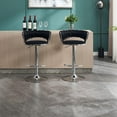 thumbnail image 5 of Set of 2 Bar Stools with Chrome Footrest and Base Swivel Height Adjustable Mechanical Lifting Velvet, Chrome Leg Simple Bar Stool (Black), 5 of 11