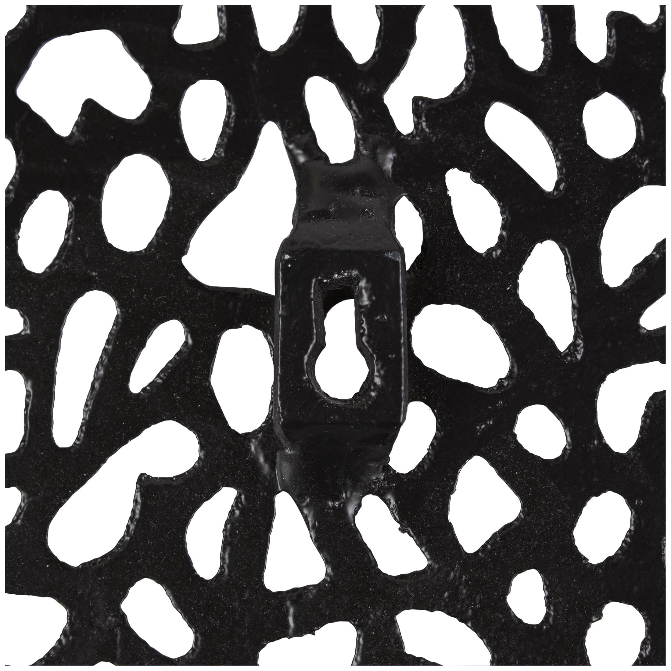 DecMode 44" x 45" Black Abstract Wall Mirror with Open Lattice Frame