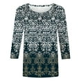 thumbnail image 4 of CYMMPU 3/4 Sleeve Blouses for Women Dressy Casual Geometric Printed Loose Fit Round Neck Summer Trendy Shirts Spring Tops T-Shirts Western T-Shirts XXXXXL, 4 of 5