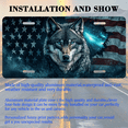 thumbnail image 3 of 1 Pcs 2D Flat License Plate Covers & Frames, Wolf and American Flag For Decorative Front, Waterproof For Decoration Aluminum License Plate Covers & Frames Cover For Men Women, 12" X 6", 3 of 7
