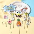 thumbnail image 2 of Toppers de pastel con temática de Bob esponja amarilla para fiesta de cumpleaños, dibujos animados, Baby Shower, suministros de decoración de pastel de primer cumpleaños, regalos de juguete（Negro, 2 of 5