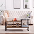 thumbnail image 4 of VECELO Coffee Table for Living Room, 39.4" Rectangle Wooden Cocktail Tea Table with Storage for Apartment, Home, Office, Brown+Black, 4 of 7