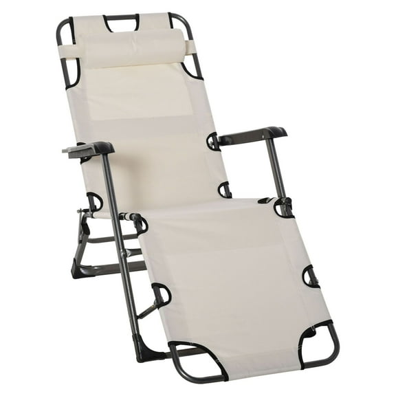 Oxford Lounger Chair - Adjustable Sun Tanning Chair with Pillow - Portable Outdoor Recliner for Beach, Camping, Poolside