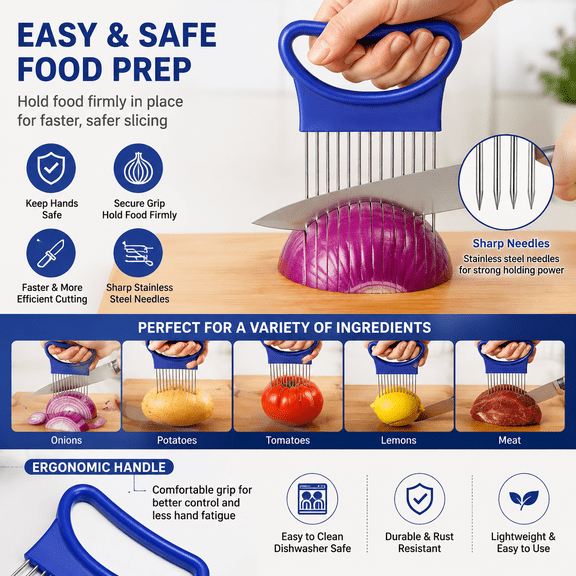 Vegetable Chopper & Onion Holder, Safe Mandoline Slicer for Fruits, Vegetables & Meal Prep