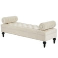 thumbnail image 3 of Christopher Knight Home 60" Modern Velvet Upholstered Bench with 2 Detachable Pillows, Comfy Ottoman, Beige, 3 of 12