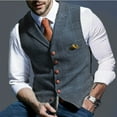 thumbnail image 2 of APEXFWDT Casual Men's Vest for Wedding Big and Tall Plaid Soft Tweed Waistcoat Suit Vintage Vest Prom Waistcoat Groomsmen, 2 of 3