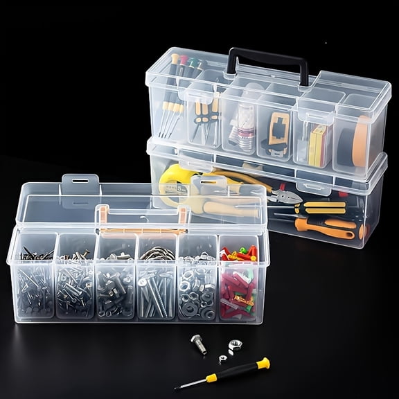 7pcs: 6 Small Boxes 1 Large Box, Hardware Tool Storage Box, Multi-Compartment Transparent Tool Organizer, Screw And Accessory Sorting Box, Household Screw, Wrench, And Hardware Parts Organizer,