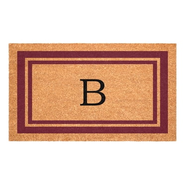 Burgundy Border Monogram Doormat (Letter B)