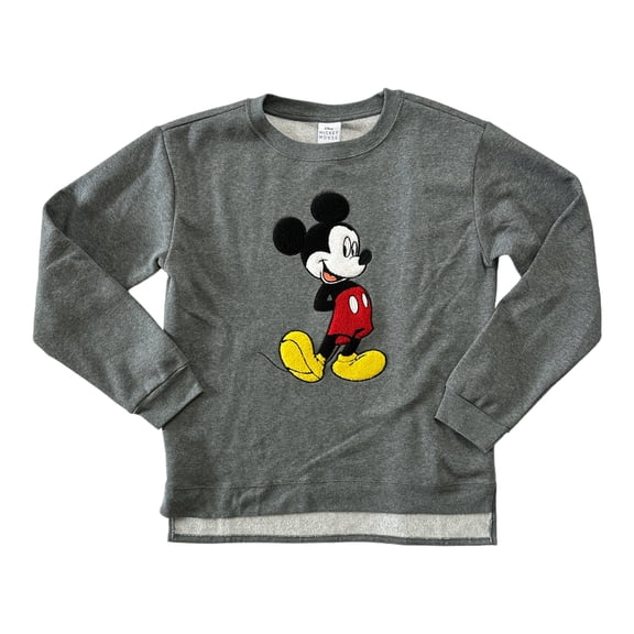 Disney Women's Mickey Mouse Long Sleeve Fleece Lined Hi-Lo Sweatshirt (L)