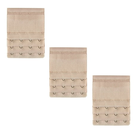 TELOLY 3 Pcs Bra Extender 3.8  Four Rows and Three Fasteners Bra Back Extender Shiny and Anti-Oxidation Fasteners Women s Bra Extenders Coffee