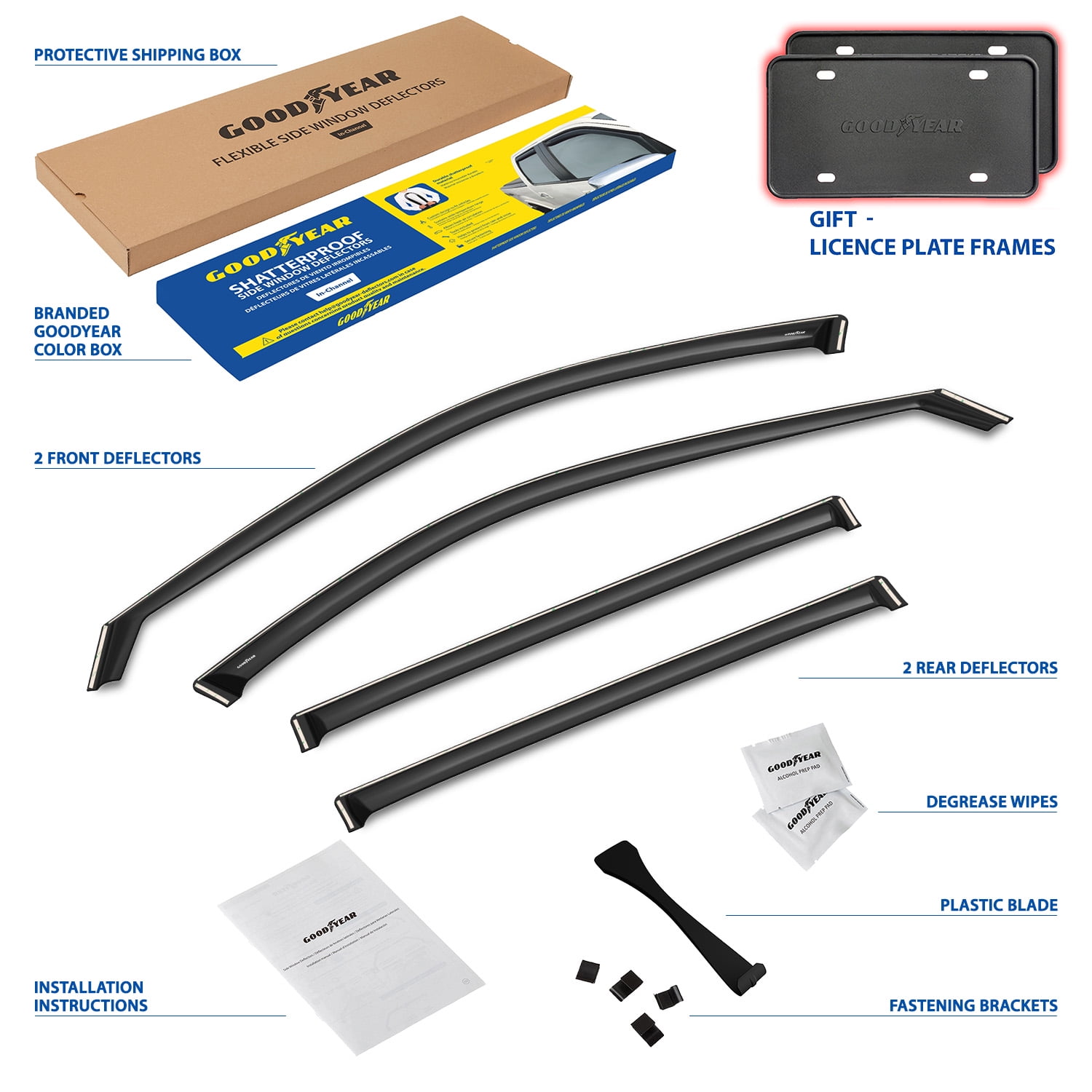 Goodyear Shatterproof in-Channel Window Deflectors for Lexus TX 2024, Rain Guards, Window Visors for Cars, Vent Deflector, Car Accessories, 4 pcs - GY008073