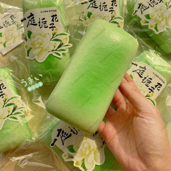 Slow-Rising Squishy-Sticky Green Gardenia Rice Cake Fidget Toy for Stress Relief, Ultra Satisfying ASMR Sensory Experience,Fun Gift for Kids