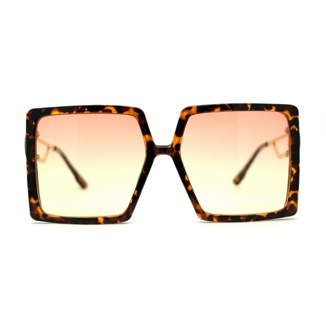Lunettes de Soleil Chic Papillon en Plastique Carrées Luxe pour Femmes Tortue Orange Jaune