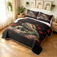 thumbnail image 3 of Manfei Wildlife Lizard Quilt King, Cartoon Love Heart King Coverlet Set, Black Brown, Black Reversible, 3 Pieces, 1 Bedspread and 2 Pillowcases, 3 of 7