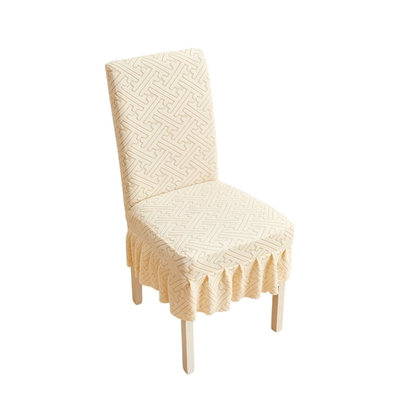 Jacquard Dining Chair Slipcover, Elastic Full-Wrap Skirted Chair Cover, Thickened Polyester Fabric, Dustproof Non-Slip Protector, Easy to Install, Back 17.7-21.7 in, Seat 15.0-17.7 in Depth Width