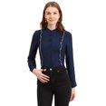 thumbnail image 2 of INSPIRE CHIC Women's Ruffle Trim Button Up Contrast Piping Career Long Sleeve Shirt, 2 of 2