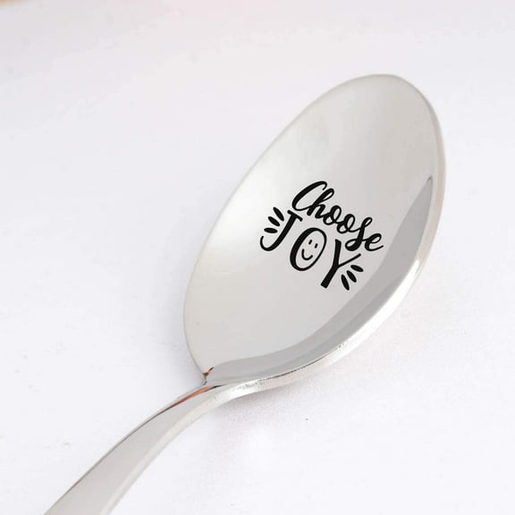 Engraved Spoon - Motivational Encouragement Gift | Friend Christmas Gift | Housewarming Gift - Choose Joy Positive Affirmation Gift for Kids Mom Teenager | Sorority Gift | Yoga Gift -7 Inch