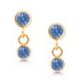 thumbnail image 2 of Gem Stone King 14K Yellow Gold Fancy Blue Zirconia Dangling Earrings for Women (0.44 Cttw, Gemstone, Round 3MM), 2 of 4