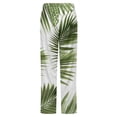 thumbnail image 6 of Palm Leaf Print Fabric Winter Female Pants Flannel High Waist Women Pants Lady Warm Straight Leg Plush Trousers, 6 of 7