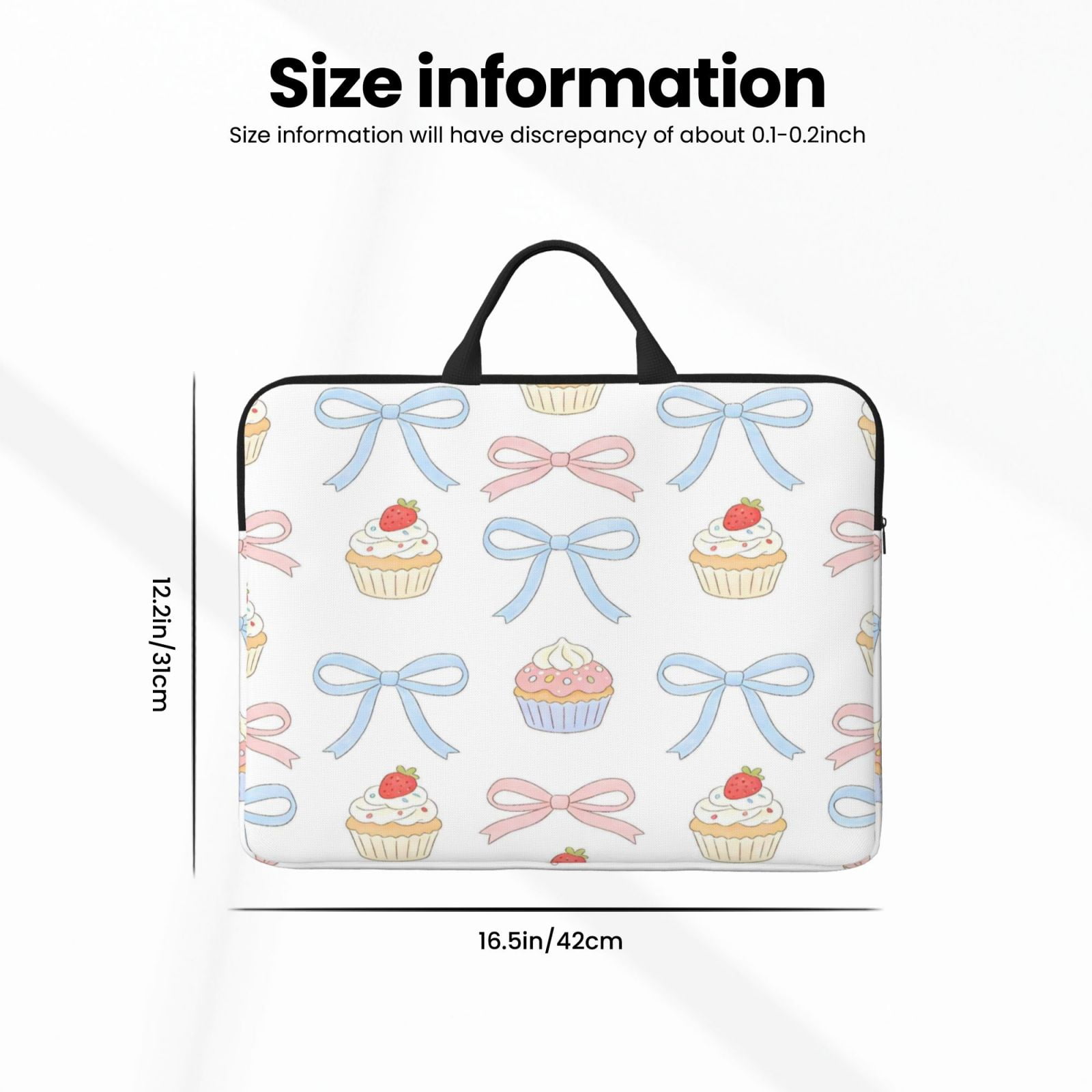 Laptop Sleeve Bag For Women Men 14inch Waterproof Durable Protective Computer Carrying Cover Handle Laptop Case Bag Bows And Cakes